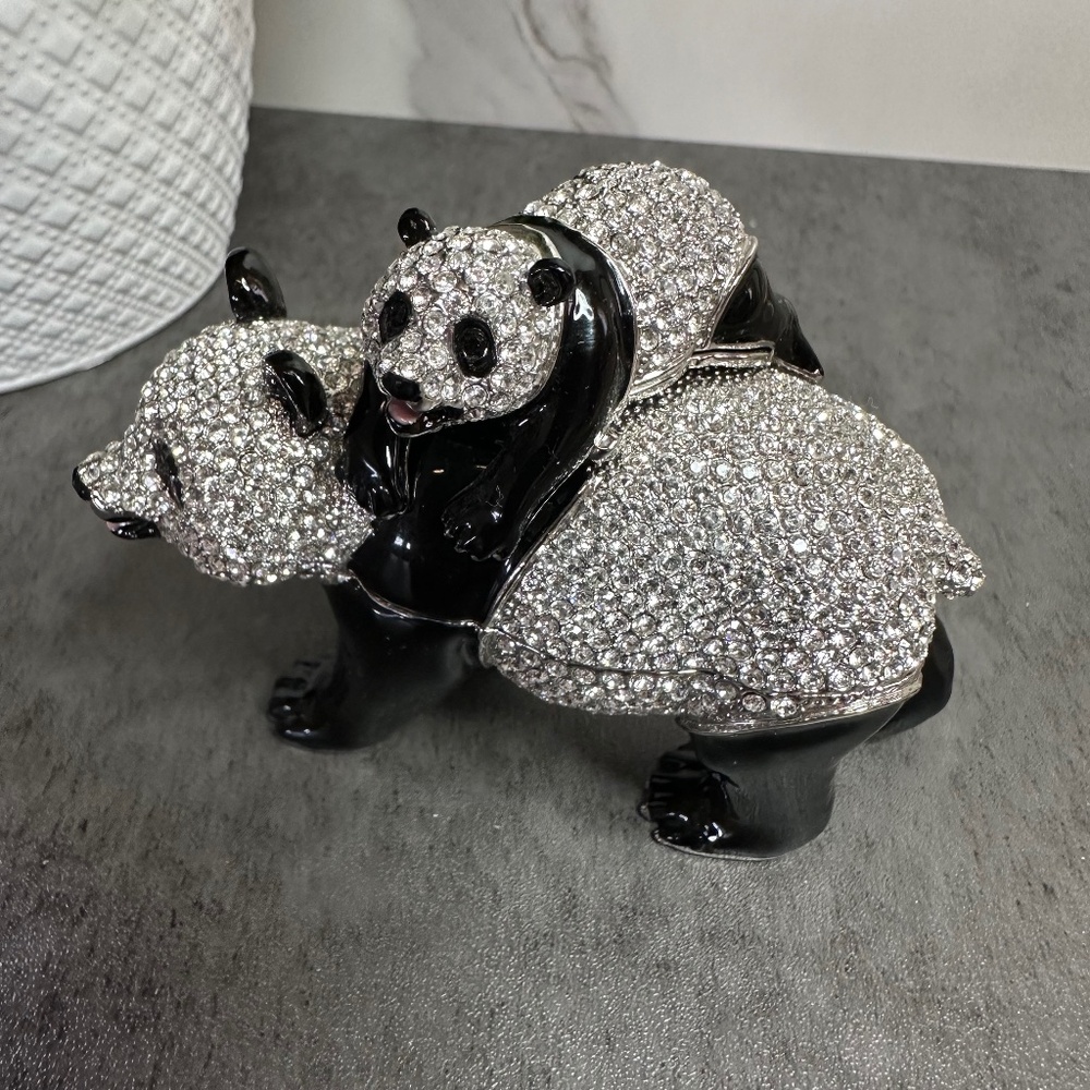 Crystal & Enamel Panda Bear Trinket set